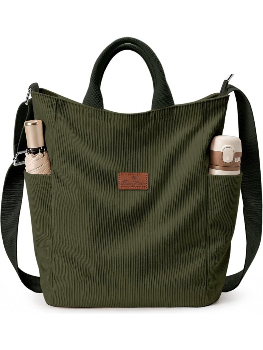 Large Vertical Corduroy Crossbody Tote Bag | Stylish & Versatile Everyday Purse